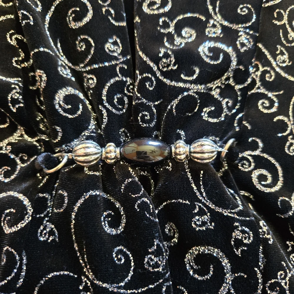 3/$25 Notations Woman Velvet Sparkle Top Jaxket Stretch 1X Black Silver Evening - Picture 6 of 12